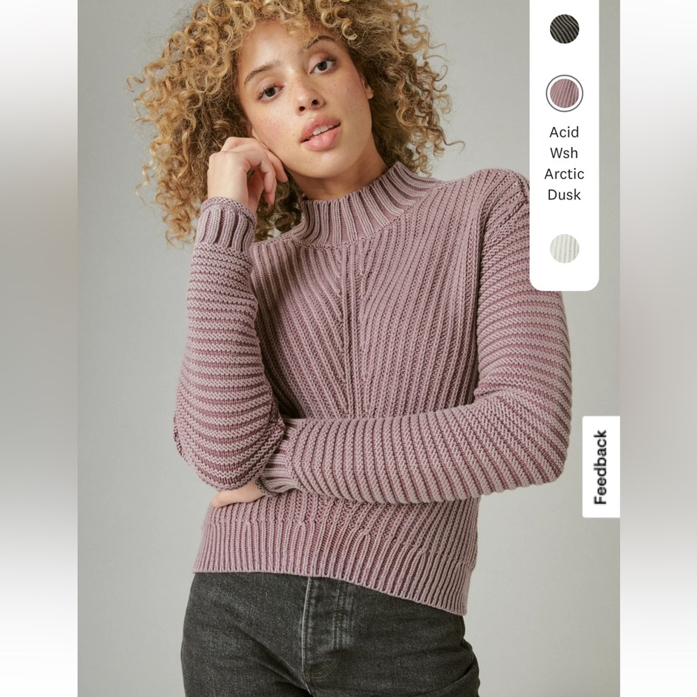 Lucky Brand Textured Turtleneck in Acid Wash Arctic Dusk (XS-Small)